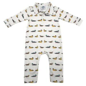Saltwater Boys - Signature Polo LS Romper (Ducks)